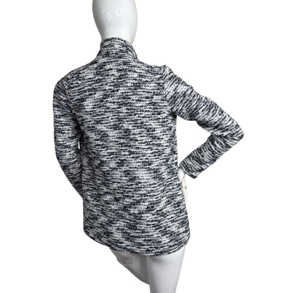 Vince Camuto Navy grey White Waterfall draped Front Long Sleeve jacket Sweater S - Picture 7 of 15